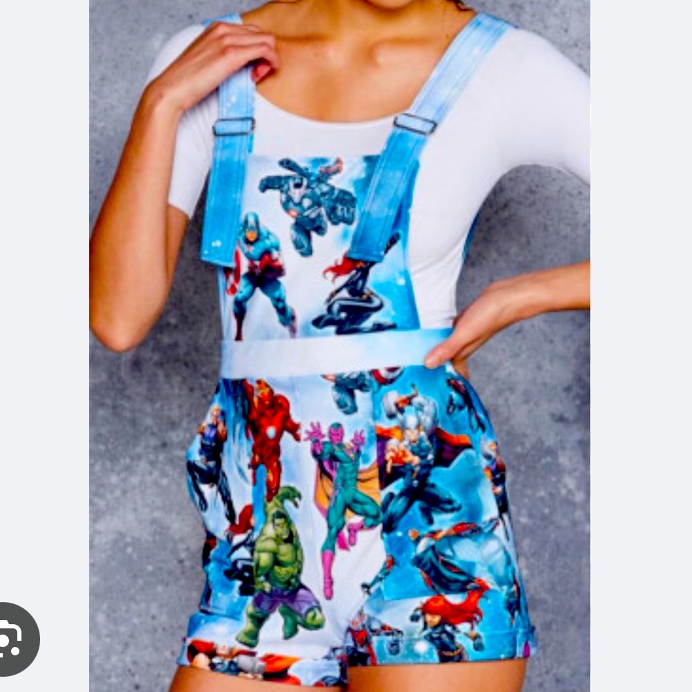 NWT BLACKMILK MARVEL AVENGERS SHORT OVERALLS SIZE XL